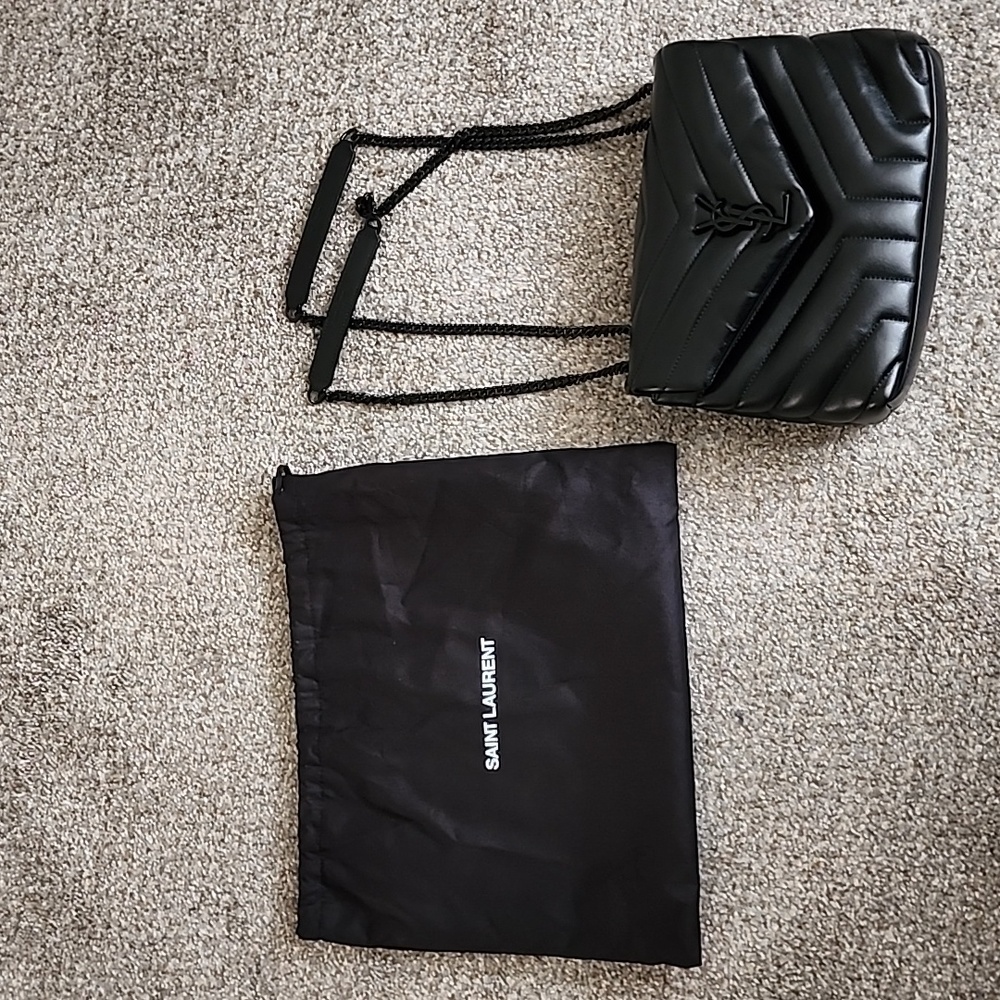 YSL black Loulou Matelassé Leather Shoulder Bag (S)